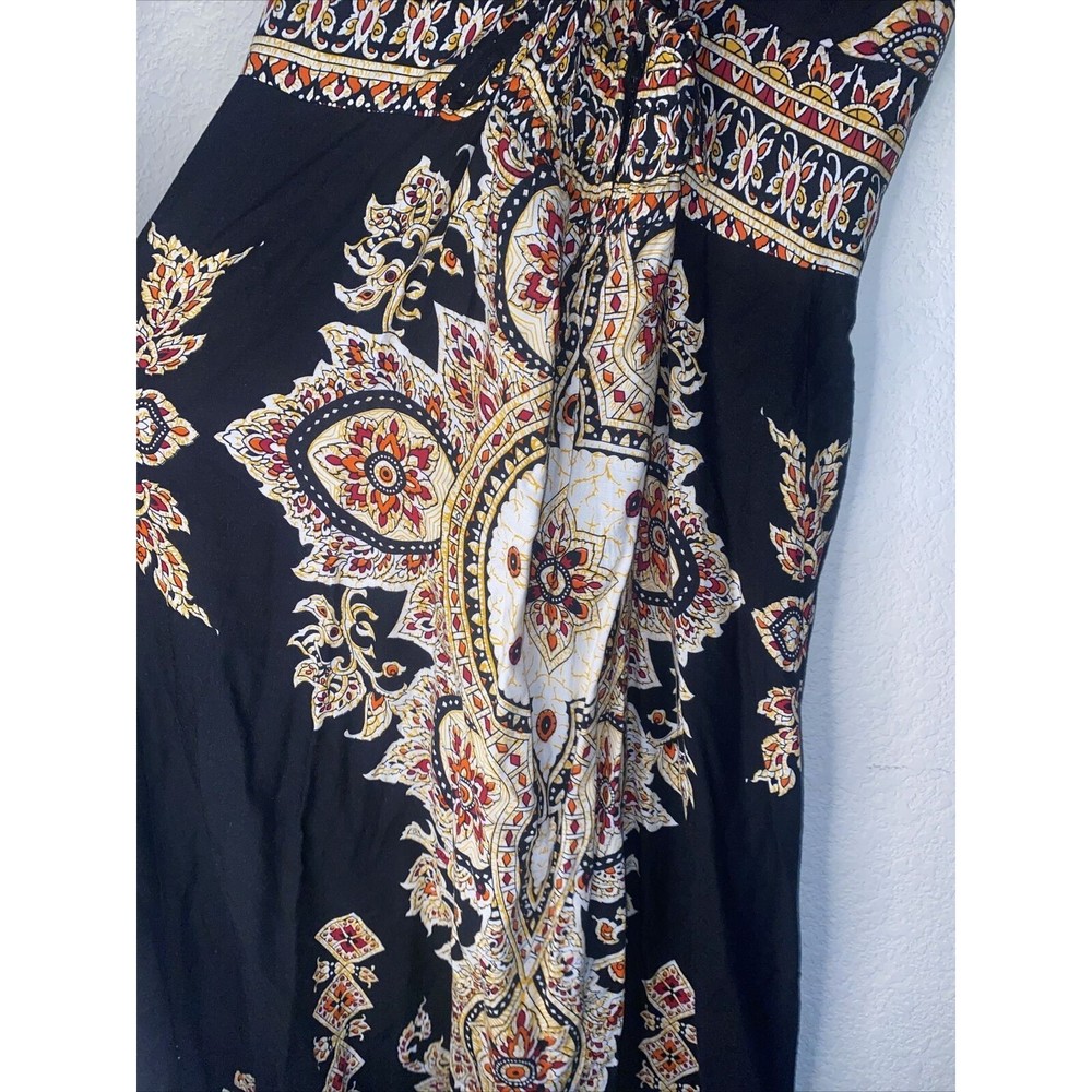 Angie Boho Floral Large Vneck Tank Hippie Full Button Back Long Dress Indie - Picture 6 of 8
